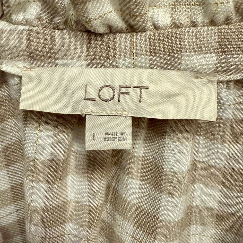 🎉HP!🎉LOFT Shimmer Plaid V-Neck Blouse (Size L) - Picture 6 of 10